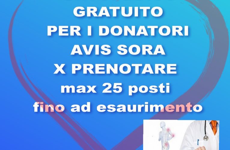 Screening Ortopedico gratuito per i donatori AVIS SORA