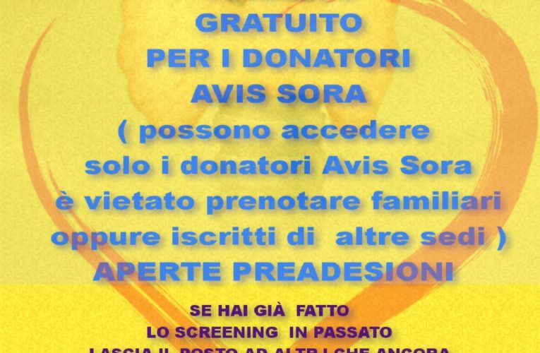 SCREENING TIROIDEO GRATUITO PER i DONATORI AVIS SEDE DI SORA