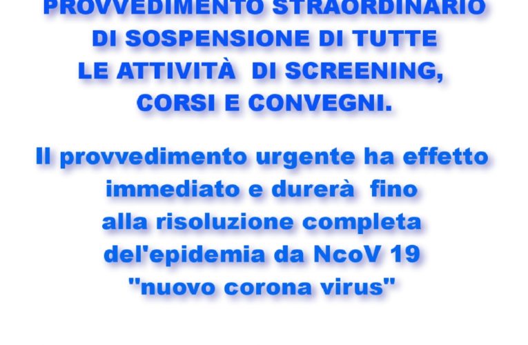 Nuove DISPOSIZIONI URGENTI PRESIDENZA AVIS SORA – Attuazione DPCM 04.03.2020