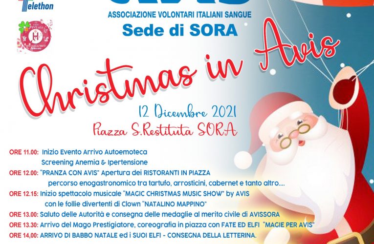 IN ARRIVO L’ATTESISSIMO EVENTO DI NATALE DI AVIS SORA! NON MANCARE !TI ADPETTIAMO.